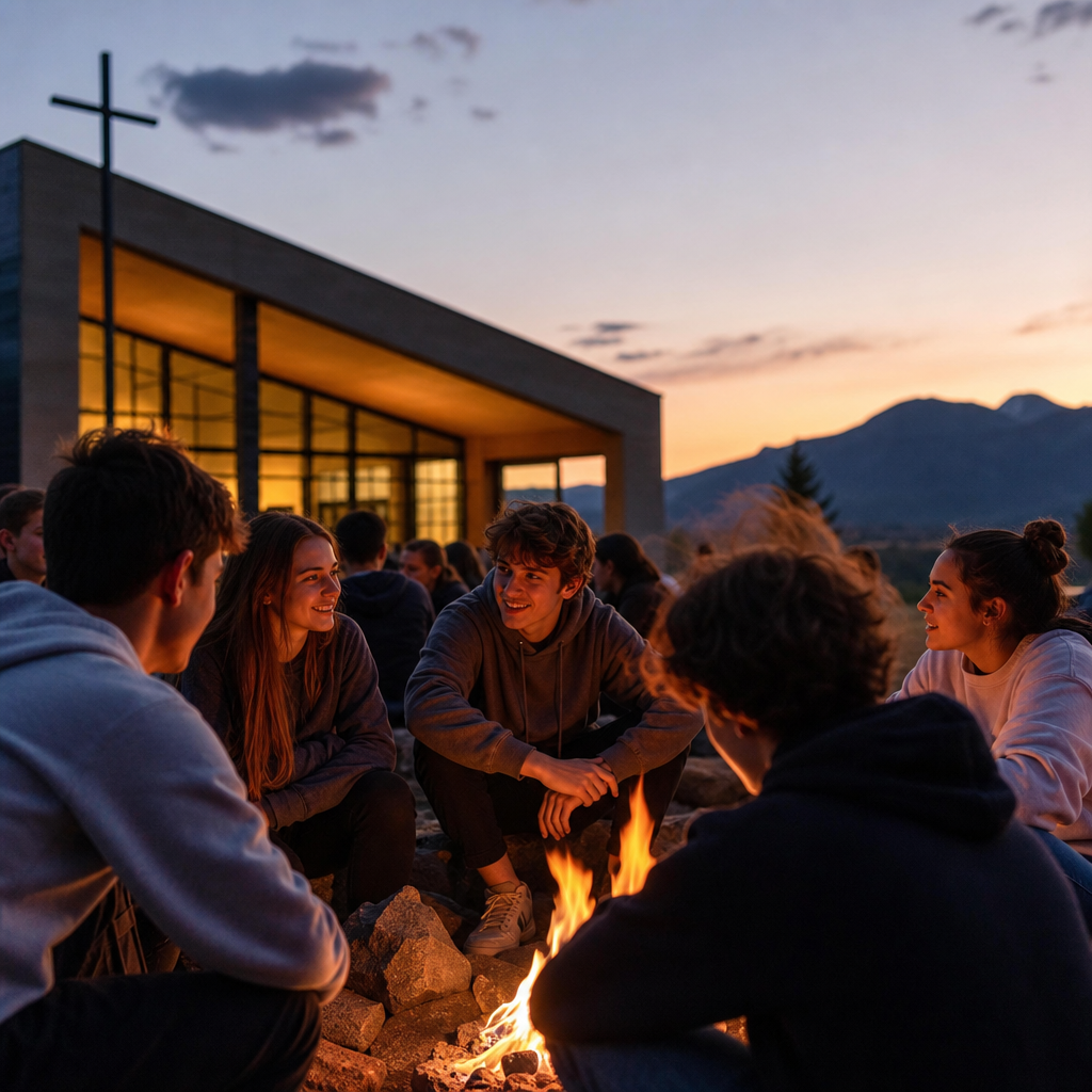 Noche de fogata del grupo juvenil