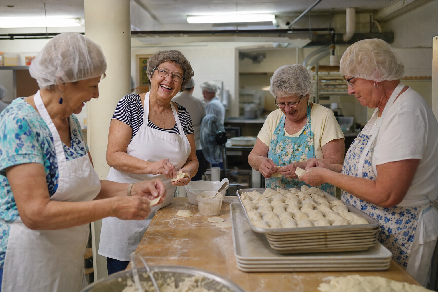 Tuesday morning in the pierogi kitchen